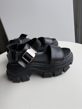 PRADA Platform Lugsole Sandals in Black - Women's